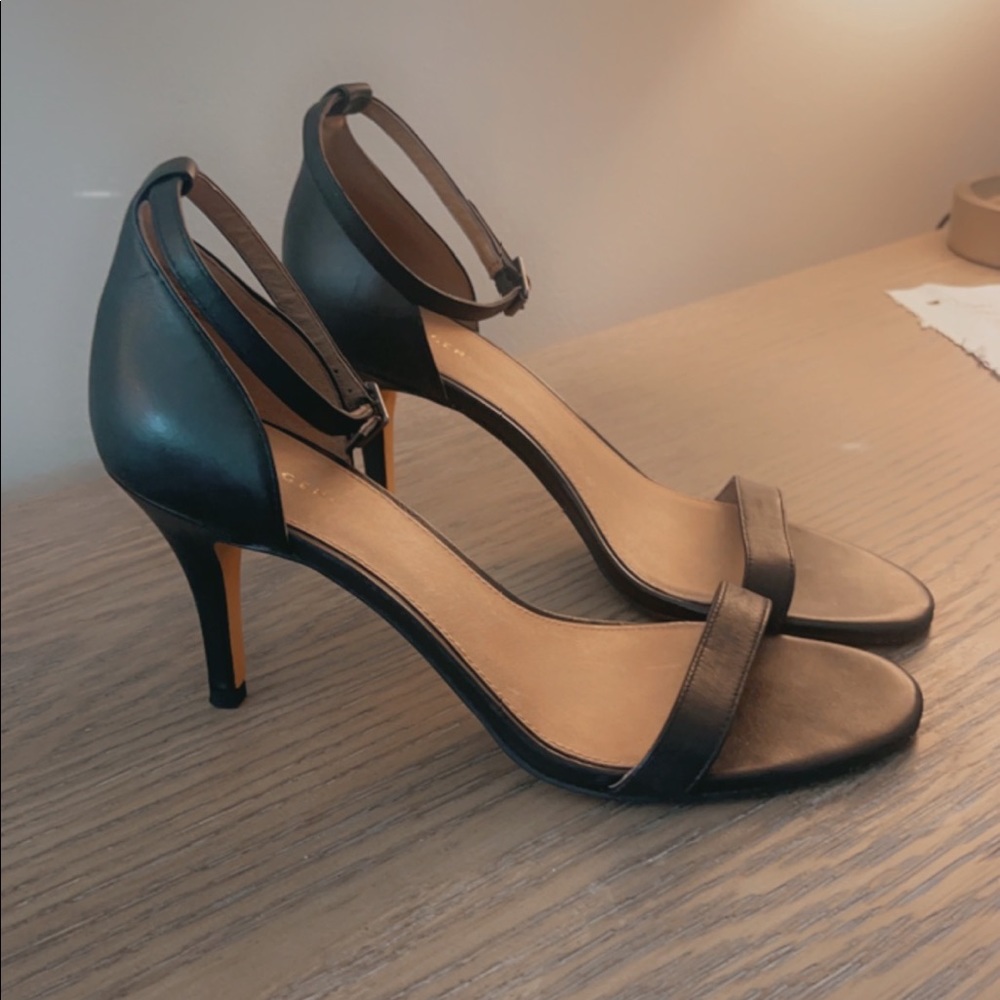 Black open toe pumps